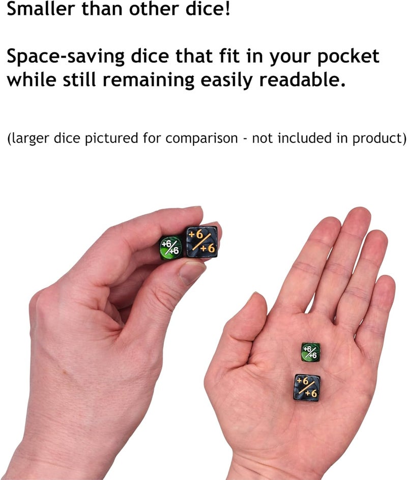 Futhark MTG Counter Dice Set - 25 Compact Multicolored Acrylic Dice with Plus/Minus Counters - Easy to Carry & Easy to Read - Accessories for Magic: The Gathering - Image 4